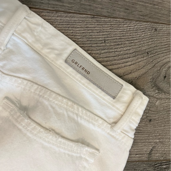 GRLFRND Tatum Button Fly Mid Rise Raw Hem White Denim Ankle Jeans- Size 26 - Picture 10 of 16